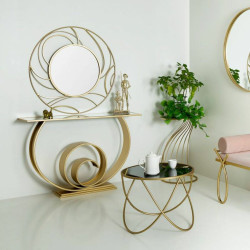 Recibidor Alexandra House Living Oro Vidrio Madera MDF 33 x 80 x 120 c