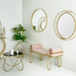 Banqueta Alexandra House Living Oro Metal Esponja Madera MDF 49 x 53 x