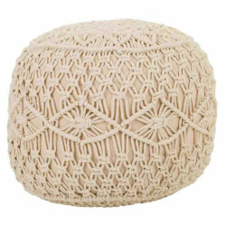 Puff Alexandra House Living Crema Bambú Esponja Madera MDF 50 x 30 x