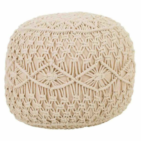 Puff Alexandra House Living Crema Bambú Esponja Madera MDF 50 x 30 x