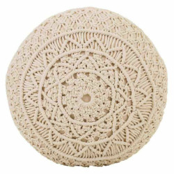 Puff Alexandra House Living Crema Bambú Esponja Madera MDF 50 x 30 x