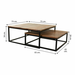 Juego de 2 mesas Alexandra House Living Natural Hierro Madera de mango