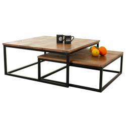 Juego de 2 mesas Alexandra House Living Natural Hierro Madera de mango