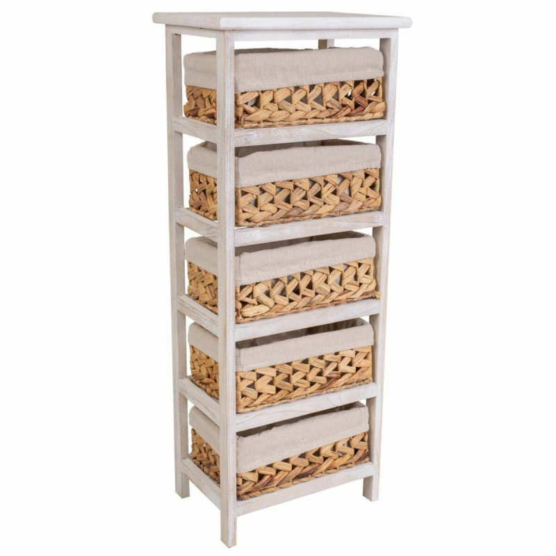 Cajonera Alexandra House Living Blanco Tela Jacinto de agua Madera de Cajonera Alexandra House Living Blanco Tela Jacinto de agua Madera de