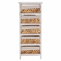Cajonera Alexandra House Living Blanco Tela Jacinto de agua Madera de