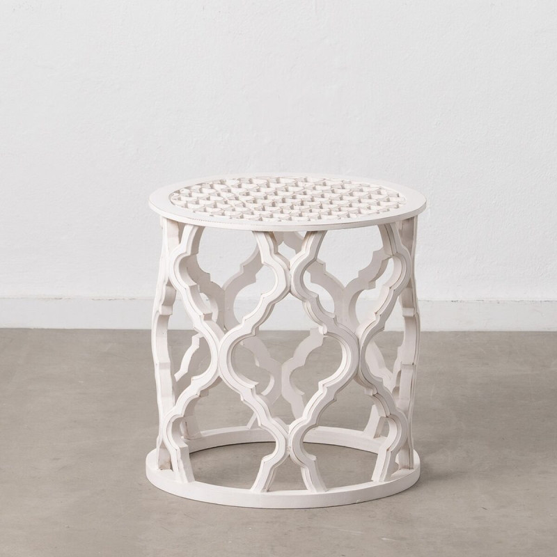 Mesa auxiliar Blanco Madera MDF 50 x 50 x 52 cm DMF Mesa auxiliar Blanco Madera MDF 50 x 50 x 52 cm DMF