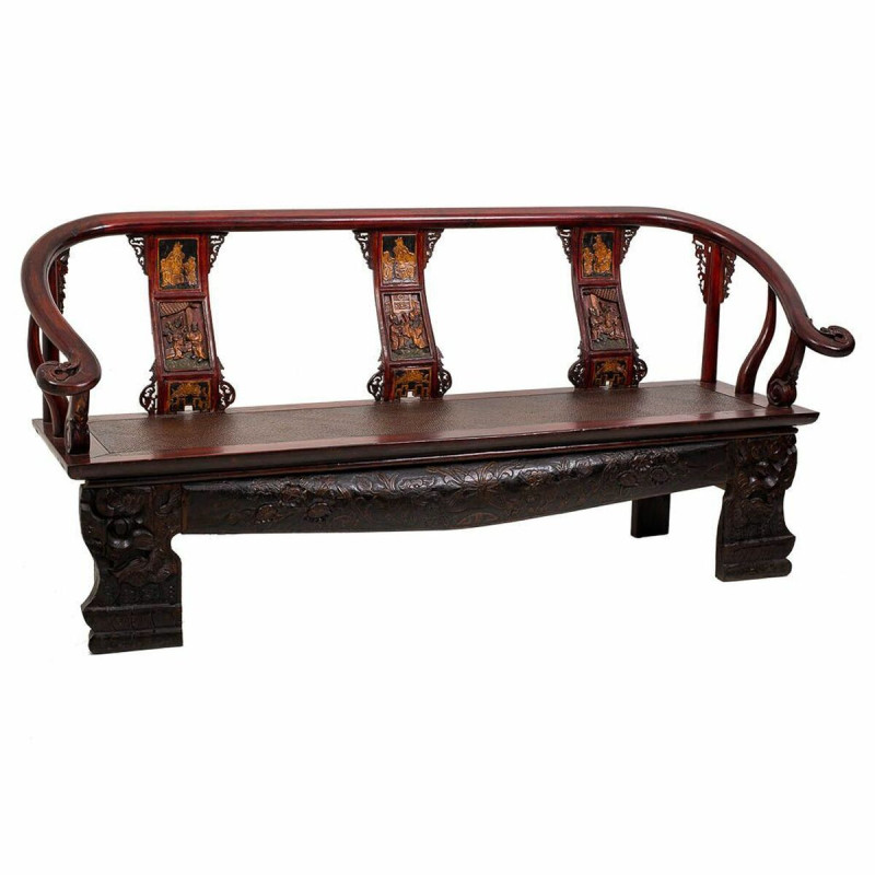 Banco Alexandra House Living Ratán Madera de olmo 64 x 95 x 210 cm Banco Alexandra House Living Ratán Madera de olmo 64 x 95 x 210 cm