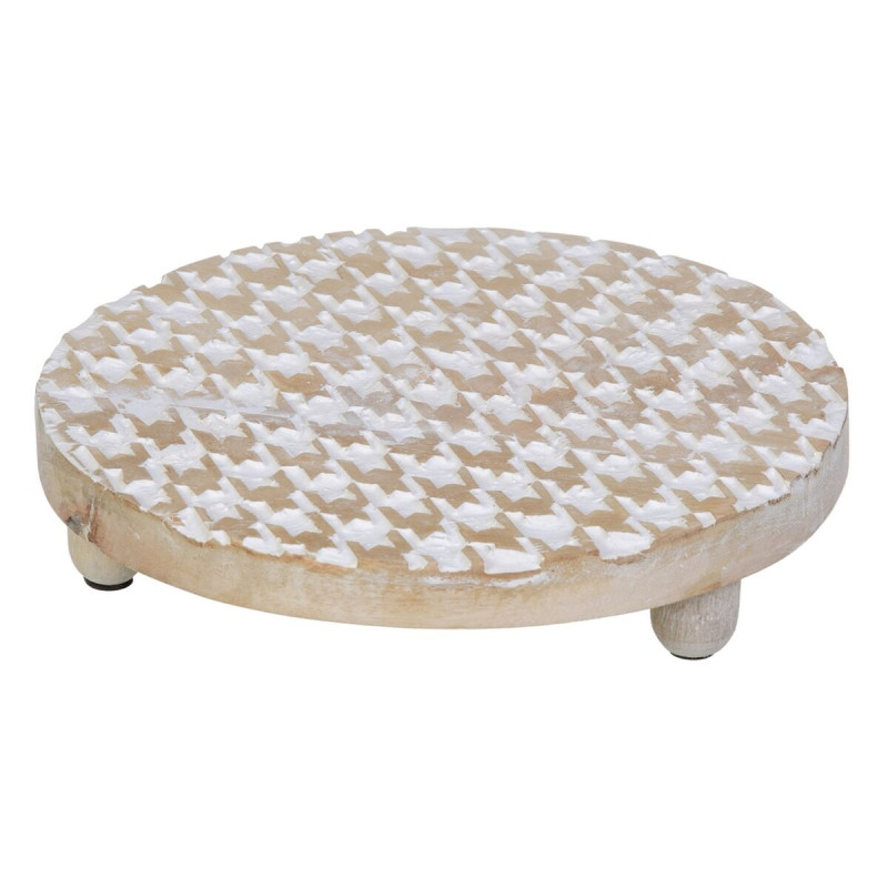 Macetero Blanco Madera de mango 22,5 x 22,5 x 6 cm Macetero Blanco Madera de mango 22,5 x 22,5 x 6 cm