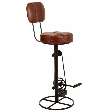 Taburete Alexandra House Living Marrón Negro Cuero Hierro 41 x 117 x