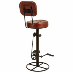 Taburete Alexandra House Living Marrón Negro Cuero Hierro 41 x 117 x