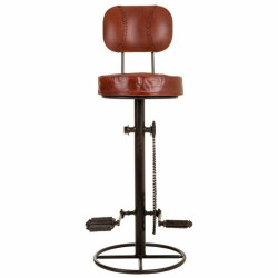 Taburete Alexandra House Living Marrón Negro Cuero Hierro 41 x 117 x