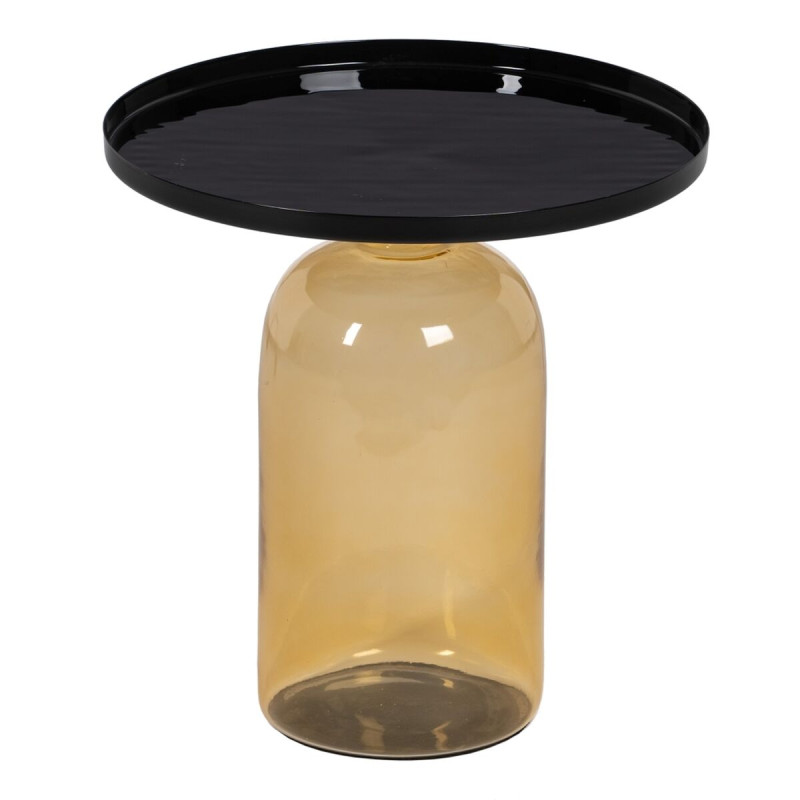 Mesa auxiliar 45 x 45 x 47 cm Cristal Negro Metal Ambar Mesa auxiliar 45 x 45 x 47 cm Cristal Negro Metal Ambar