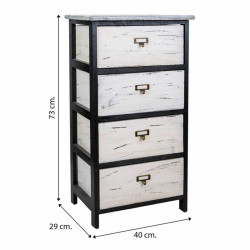 Cajonera Alexandra House Living Blanco Negro Madera de Paulonia 29 x 7