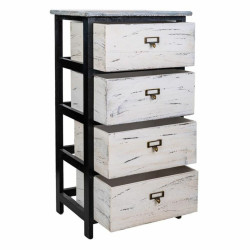 Cajonera Alexandra House Living Blanco Negro Madera de Paulonia 29 x 7