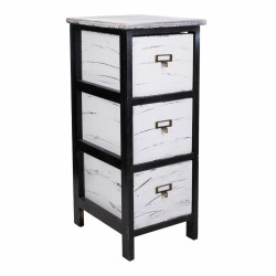 Cajonera Alexandra House Living Blanco Negro Madera de Paulonia 32 x 6