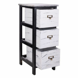 Cajonera Alexandra House Living Blanco Negro Madera de Paulonia 32 x 6