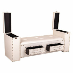 Banqueta Alexandra House Living Blanco Poliuretano Madera MDF 40 x 52