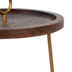 Mesa auxiliar Dorado Madera Marrón Hierro 38 x 38 x 66 cm