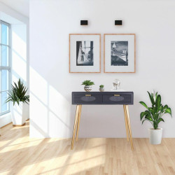 Recibidor con Cajones Alexandra House Living Gris Dorado Madera MDF 41
