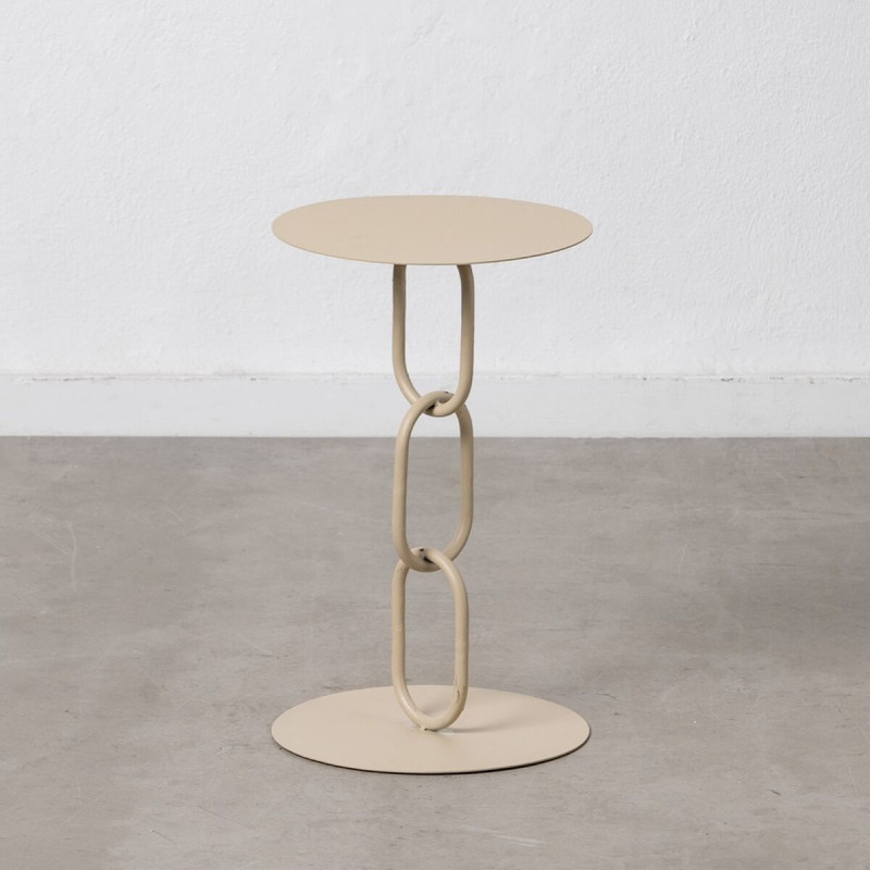 Mesa auxiliar 30,5 x 30,5 x 50 cm Crema Hierro Mesa auxiliar 30,5 x 30,5 x 50 cm Crema Hierro