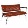 Banco Alexandra House Living Cuero Hierro Madera de mango 71 x 76 x 12