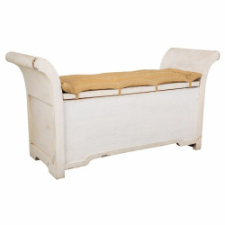 Banco Alexandra House Living Blanco Algodón Madera de mango 42 x 63 x