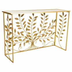 Recibidor Alexandra House Living Dorado Metal Vidrio Madera MDF 40 x 8