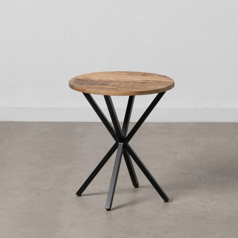 Mesa auxiliar Negro Natural Madera Metal Hierro madera y metal Madera