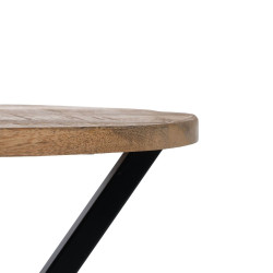 Mesa auxiliar Negro Natural Madera Metal Hierro madera y metal Madera