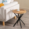 Mesa auxiliar Negro Natural Madera Metal Hierro madera y metal Madera