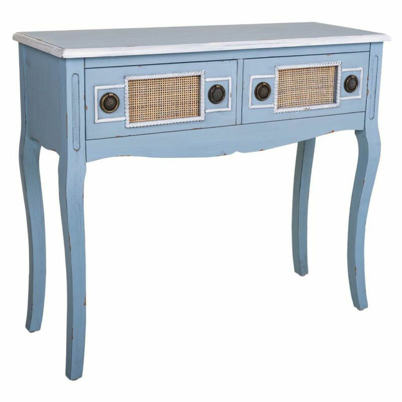 Recibidor con Cajones Alexandra House Living Azul Ratán Madera de abe Recibidor con Cajones Alexandra House Living Azul Ratán Madera de abe