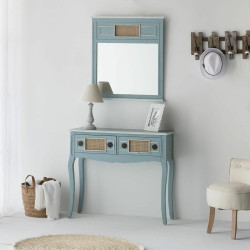 Recibidor con Cajones Alexandra House Living Azul Ratán Madera de abe