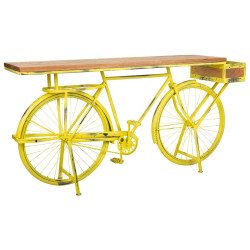 Recibidor Alexandra House Living Bike Amarillo Hierro Madera de mango
