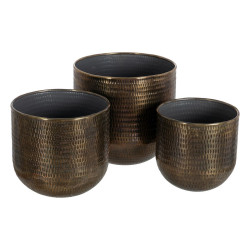 Set de Maceteros Bronce Dorado Aluminio 37,5 x 37,5 x 35 cm (3 Unidade