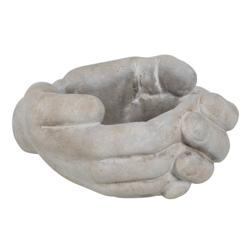 Macetero Gris Cemento Mano 24 x 22 x 12 cm Macetero Gris Cemento Mano 24 x 22 x 12 cm