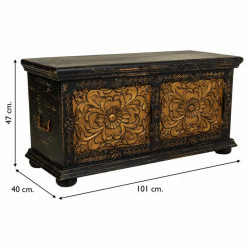 Baúl Alexandra House Living Negro Hierro Madera de mango 40 x 47 x 10