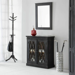 Recibidor Alexandra House Living Negro Vidrio Hierro Madera de mango 4