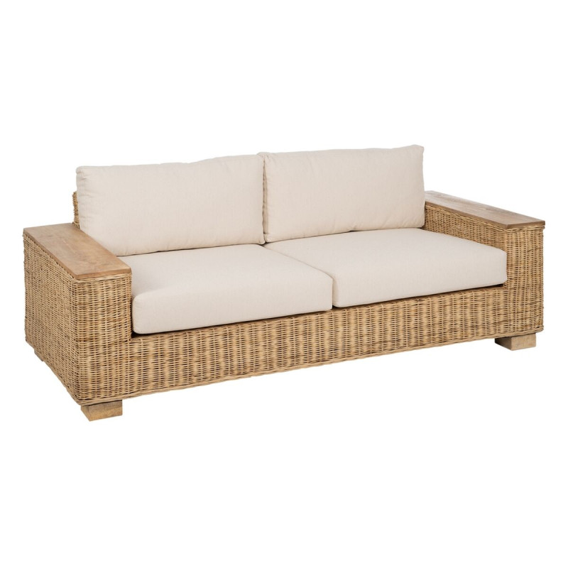 Sofá de Jardín Natural Madera de mango Foam Fibra natural 198 x 88 x Sofá de Jardín Natural Madera de mango Foam Fibra natural 198 x 88 x