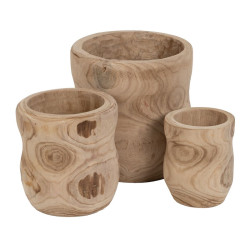 Set de Maceteros Natural Madera de Paulonia 44 x 44 x 46 cm (3 Unidade