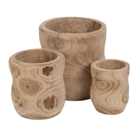 Set de Maceteros Natural Madera de Paulonia 44 x 44 x 46 cm (3 Unidade
