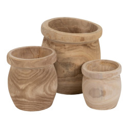 Set de Maceteros Natural Madera de Paulonia 43 x 43 x 44 cm (3 Unidade