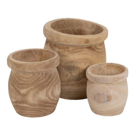Set de Maceteros Natural Madera de Paulonia 43 x 43 x 44 cm (3 Unidade