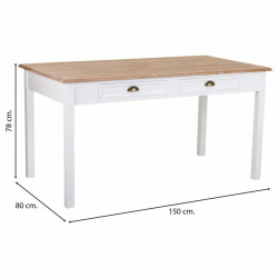 Mesa Alexandra House Living Blanco Marrón 80 x 78 x 150 cm Con cajone