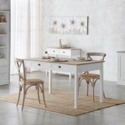 Mesa Alexandra House Living Blanco Marrón 80 x 78 x 150 cm Con cajone
