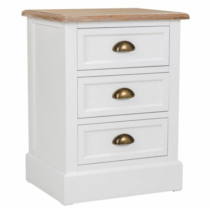 Mesita de Noche Alexandra House Living Blanco Marrón 35 x 60 x 45 cm Mesita de Noche Alexandra House Living Blanco Marrón 35 x 60 x 45 cm