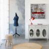 Taburete Alexandra House Living Crema Bambú Pino Esponja Madera MDF 3