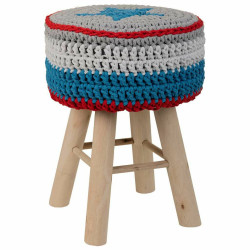Taburete Alexandra House Living Azul Bambú Pino Esponja Madera MDF 32