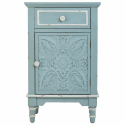 Mesita de Noche Alexandra House Living Azul Blanco 32 x 74 x 46 cm