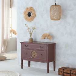 Cómoda Alexandra House Living Marrón Natural Ratán Madera de abeto