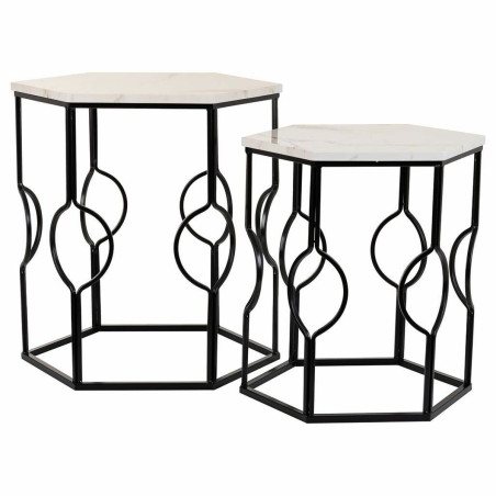 Juego de 2 mesas Alexandra House Living Blanco Hierro Madera MDF 39 x